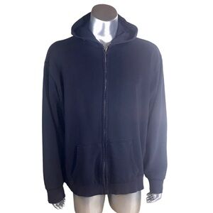 Sonoma Mens 2XL Hoodie Zip Up Sweatshirt Navy Blue Distressed